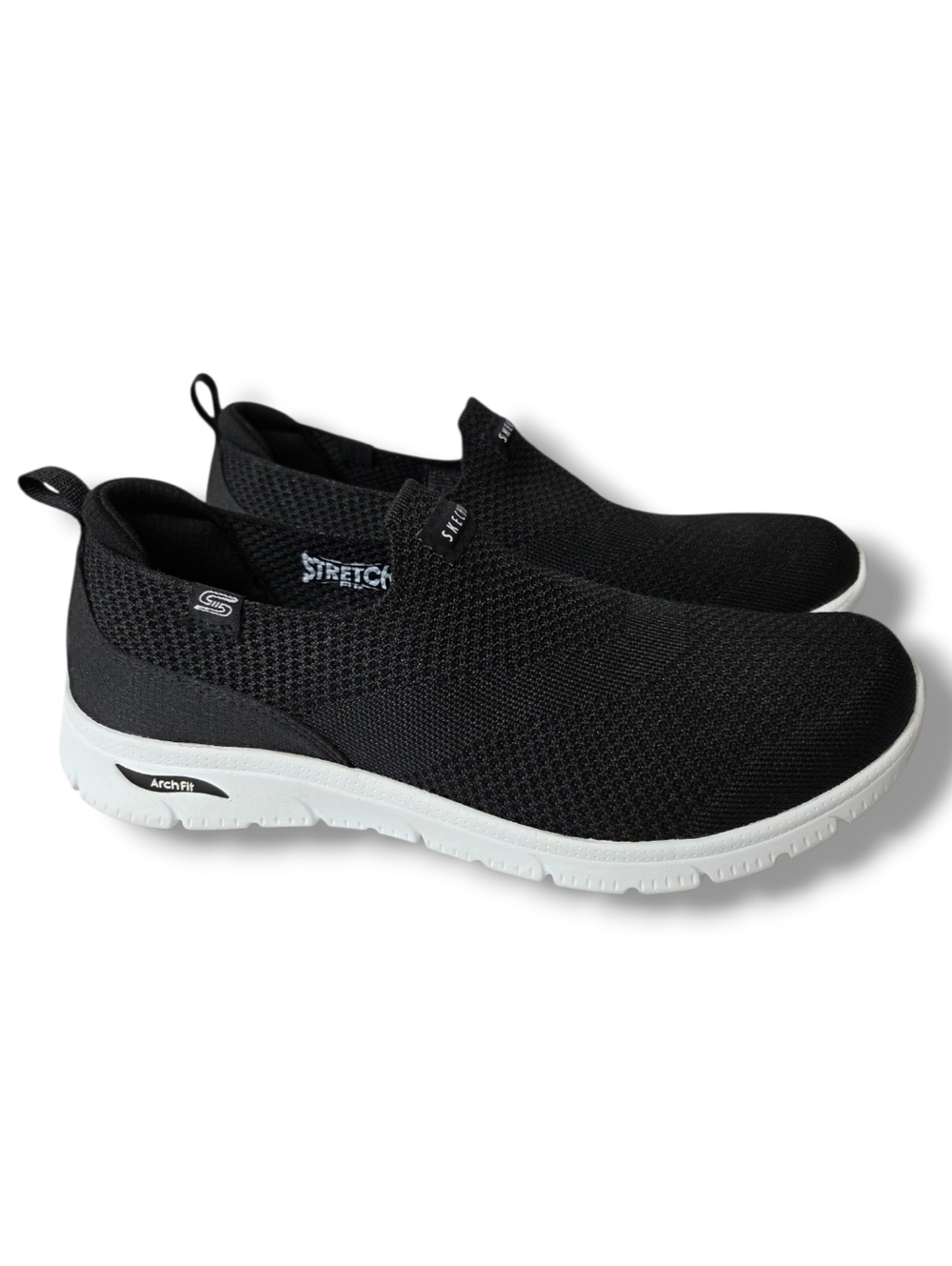 Skechers Arch Fit Air-Cooled Slip On Sneakers Black White Size 8